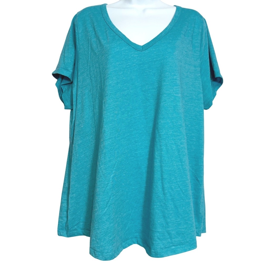 Torrid Classic Fit Tee Top Womens Size 3X Teal V-Neck Shirt Short Sleeve Stretch